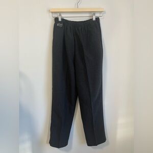 Women's Dark Grey Wide-leg Trousers Pants Stretchy Waistband